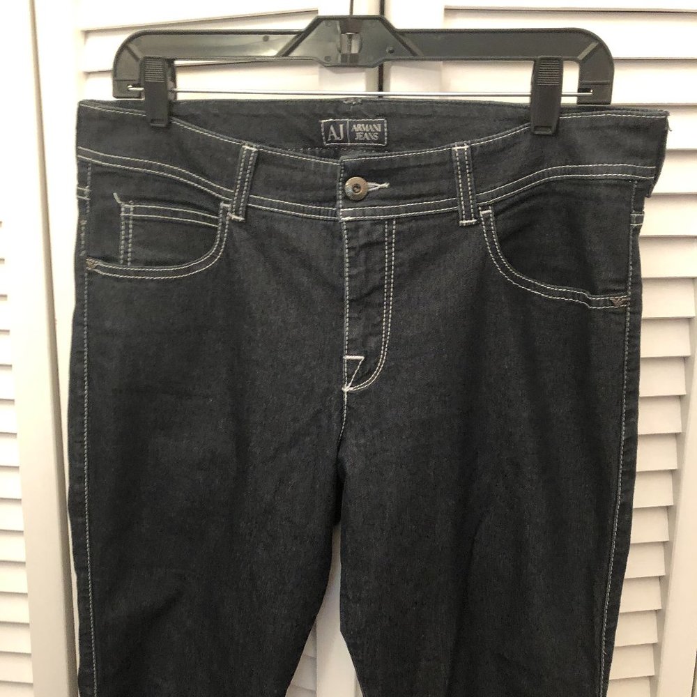 Armani Jeans Indigo women jeans, dark wash and white seams, 31